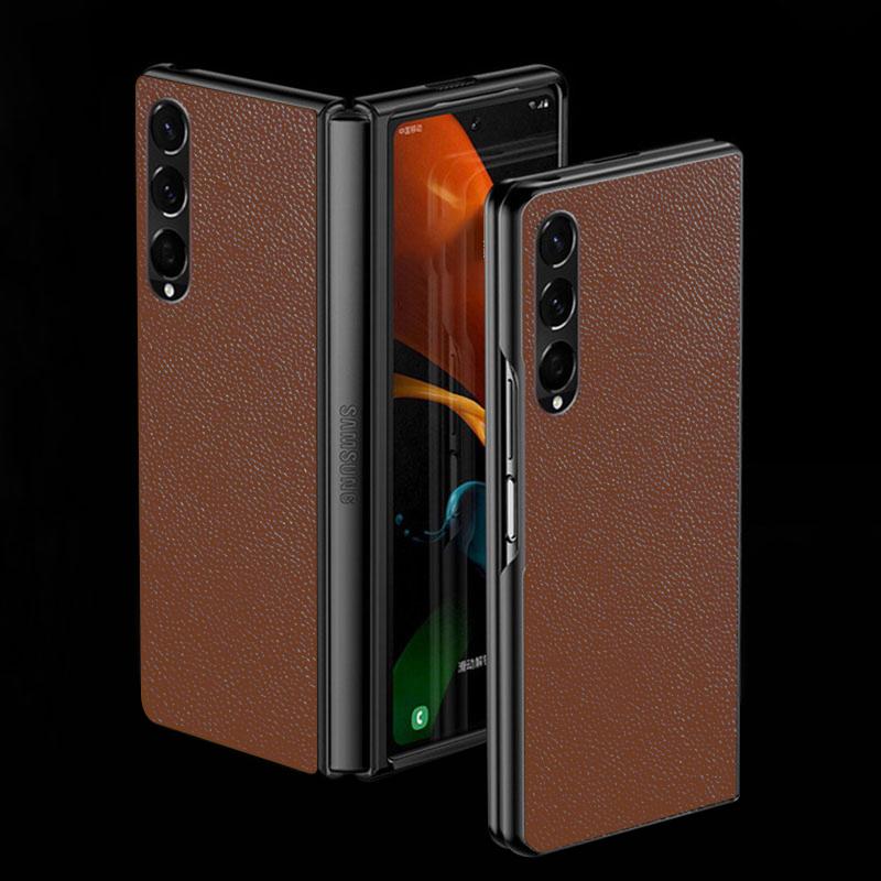 Galaxy Z Fold3 Leather Business Style Canvas Hybrid Case