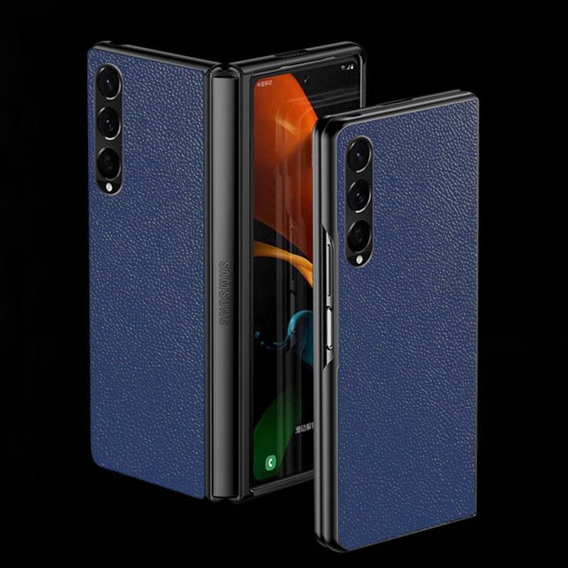 Galaxy Z Fold3 Leather Business Style Canvas Hybrid Case