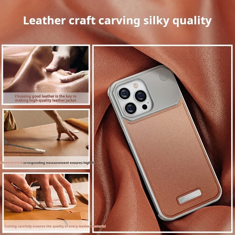 Genuine Vegan Leather Phone Case With Titanium Frame