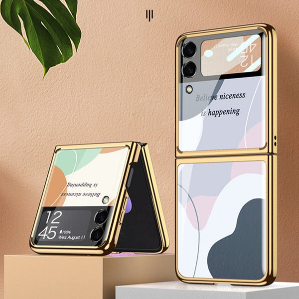 Galaxy Z Flip3 Bubble Pattern Inspirational Glass Case