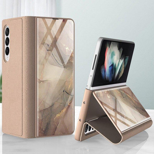 Galaxy Z Fold3 Marble Texture Glass Case