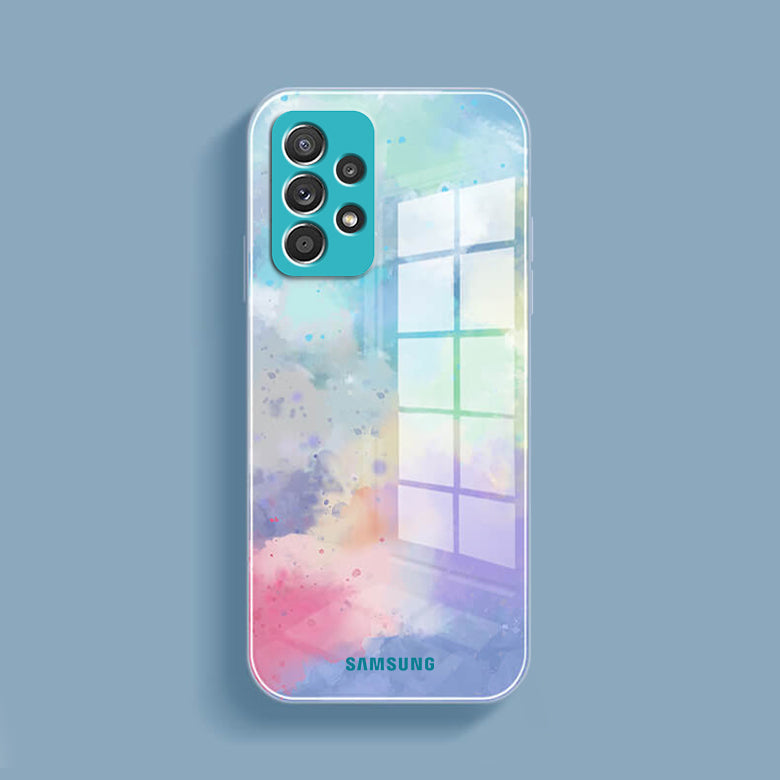 Watercolor Splatter Glass Back Case - Samsung