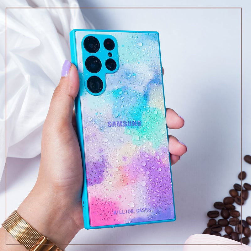 Watercolor Splatter Glass Back Case - Samsung