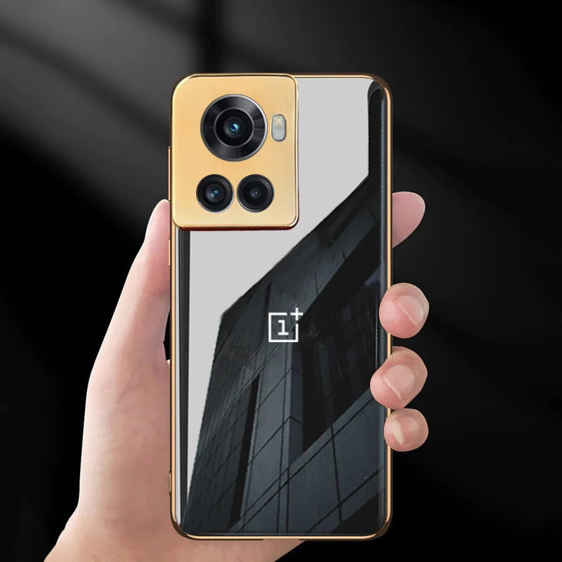 Glossy Gold Edge Back Logo Case - OnePlus