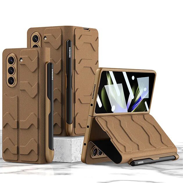 Galaxy Z Fold5 Shell Film Integrated Warrior Leather Case