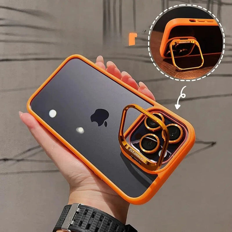 Luxury Camera Lens Flip Bracket Case - iPhone