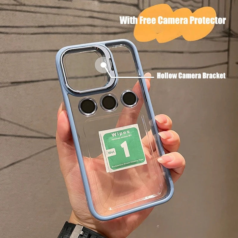 Luxury Camera Lens Flip Bracket Case - iPhone