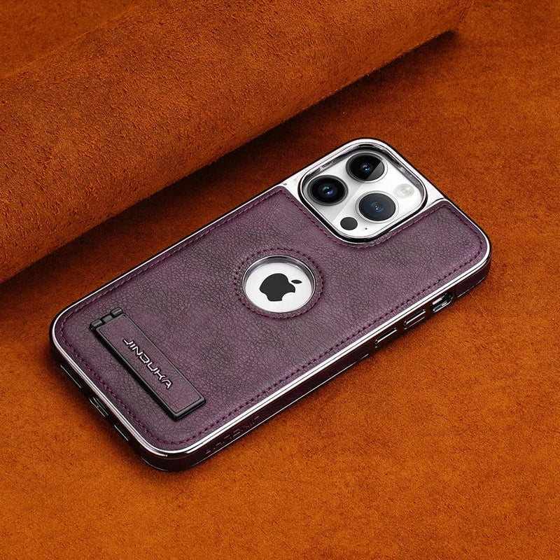 Genuine Leather Bracket Holder Case - iPhone