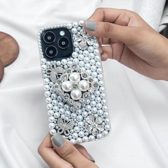 Lustrous Pearl Flutter Gem Case with Phone Gripper