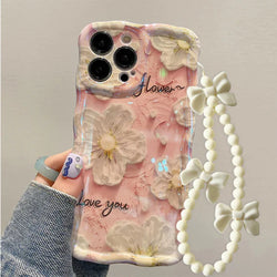 Laser Cosmos Floral Phone case with bracelet