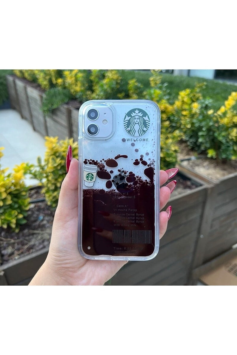 Starbucks Transparent Phone Case with Liquid Content Real Mocha coffee