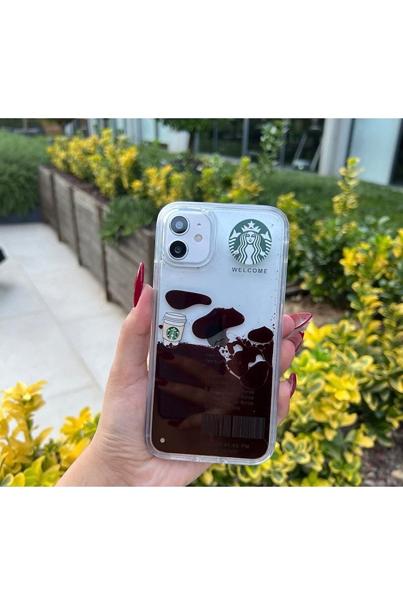 Starbucks Transparent Phone Case with Liquid Content Real Mocha coffee