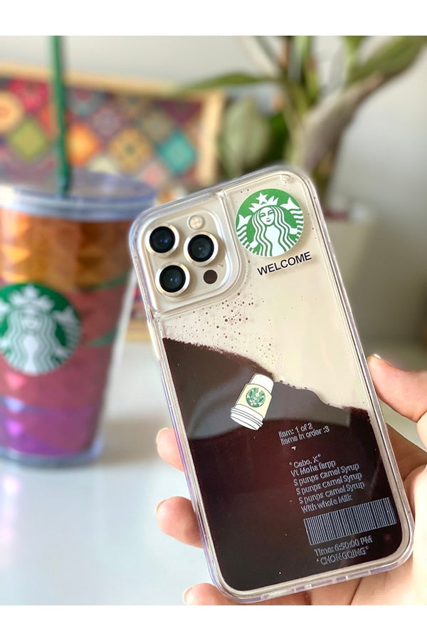 Starbucks Transparent Phone Case with Liquid Content Real Mocha coffee