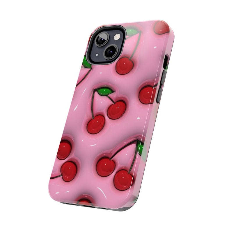 Cherries iPhone Case (Print) - 3D Optical Illusion | iPhone 15 | Unique Gifts | iPhone 14 Plus | Y2K | iPhone 12 Pro Max | Coquette | Glossy