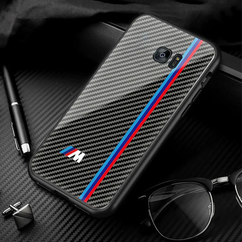 Galaxy S7 Edge 3D Carbon Fiber Pattern Glass Case