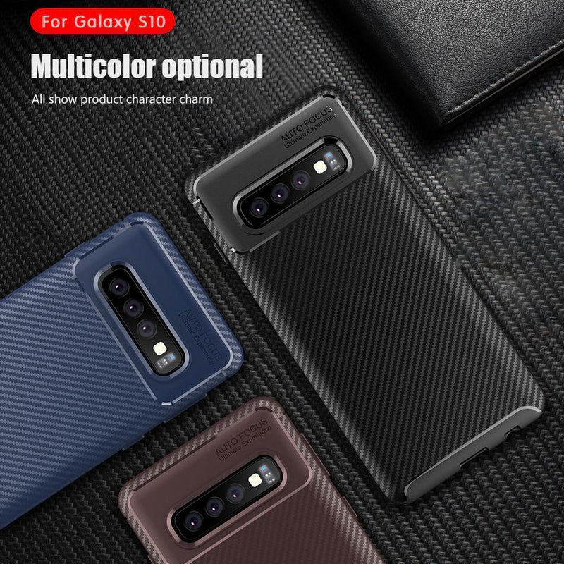 Galaxy S10 Frosted Carbon Fiber Shockproof Soft Case