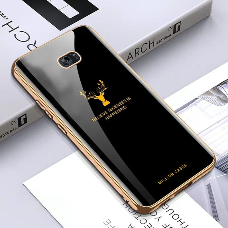 Galaxy S7 Edge Electroplating Deer Pattern Glass Case