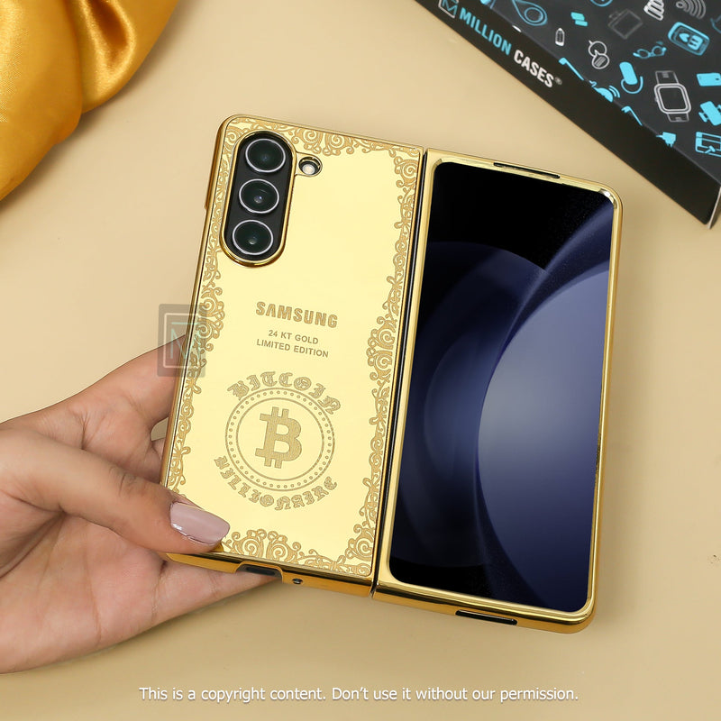 Galaxy Z Fold5 Crafted Gold Luxurious Camera Protective Case