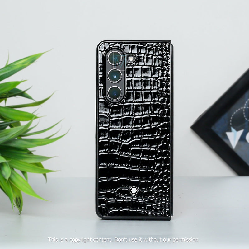 Galaxy Z Fold5 Crocodile Pattern Genuine Leather Case