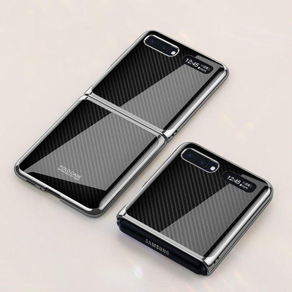 Galaxy Z Flip Carbon Fiber Texture Glass Case