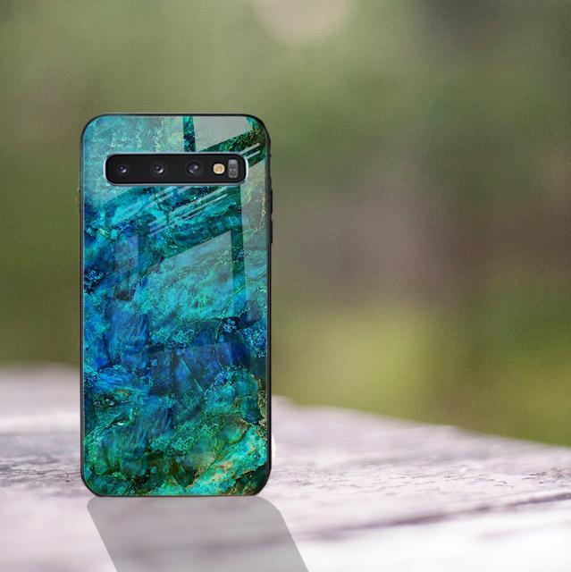 Galaxy S10 Soothing Sea Pattern Marble Glass Back Case