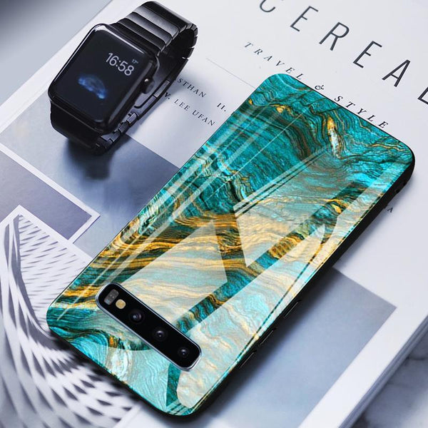 Galaxy S10 Soothing Sea Pattern Marble Glass Back Case