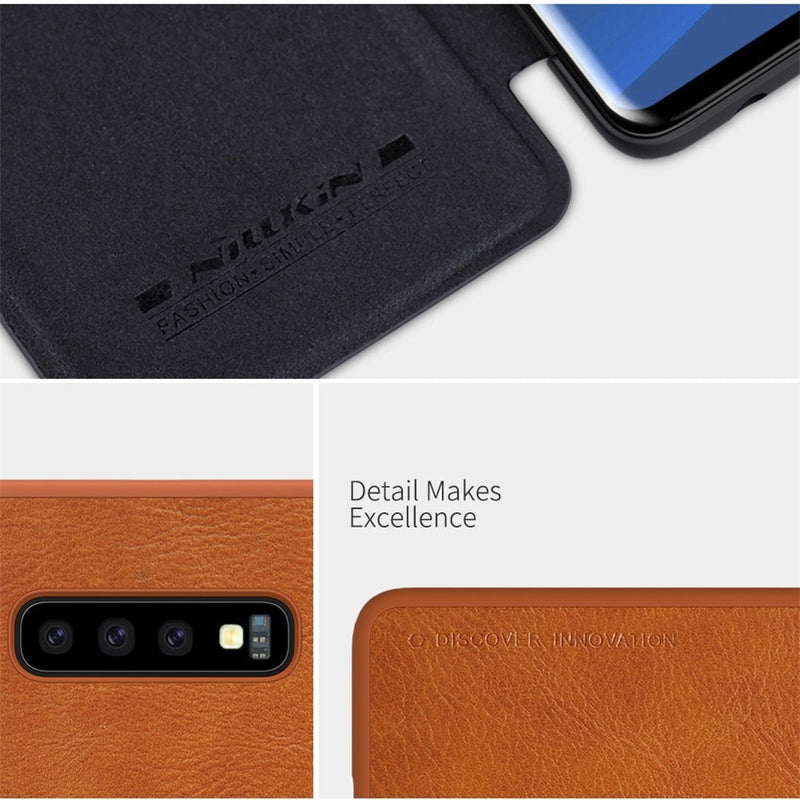 Galaxy S10e Genuine QIN Leather Flip Case