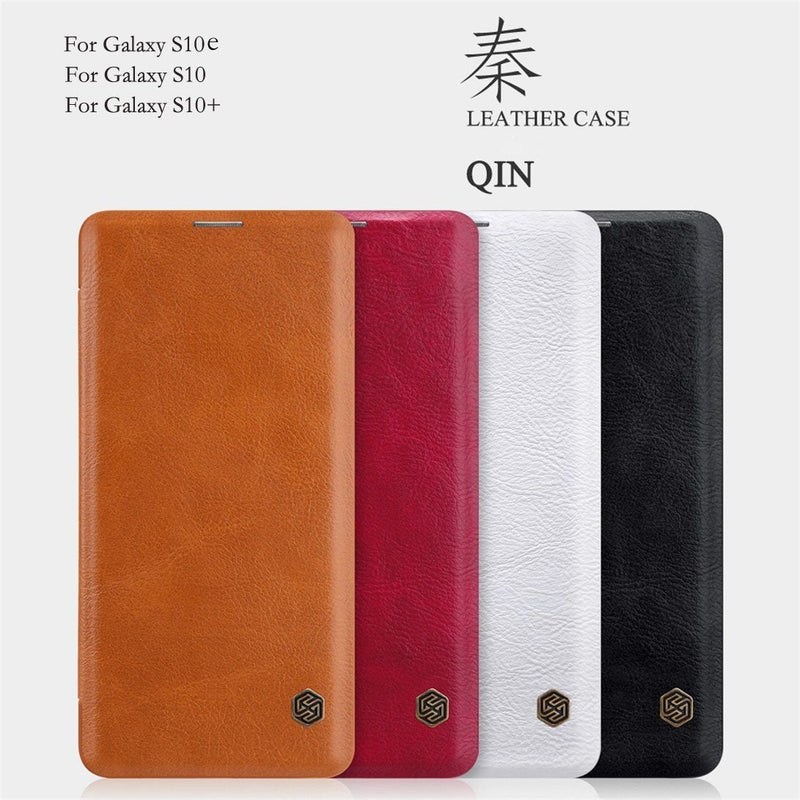 Galaxy S10e Genuine QIN Leather Flip Case