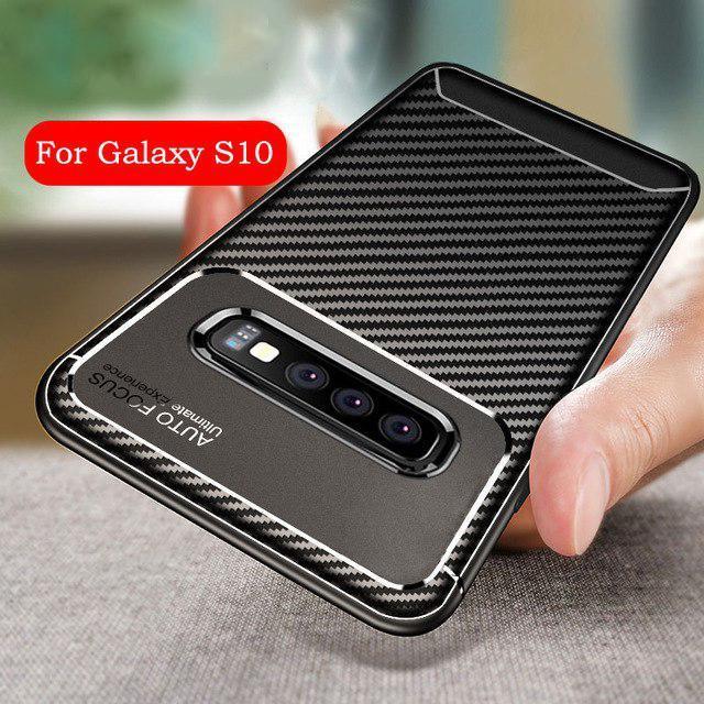 Galaxy S10 Plus Frosted Carbon Fiber Shockproof Soft Case