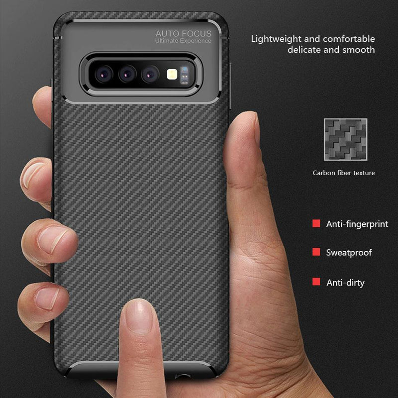 Galaxy S10 Plus Frosted Carbon Fiber Shockproof Soft Case