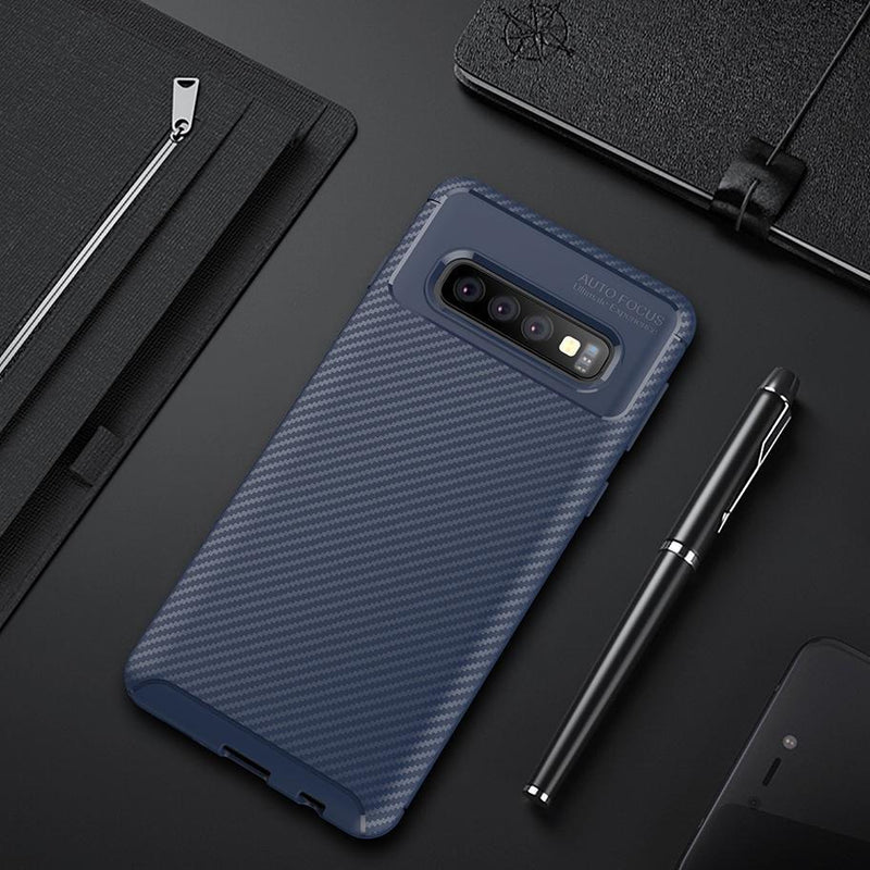 Galaxy S10 Frosted Carbon Fiber Shockproof Soft Case