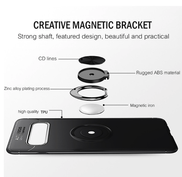 Galaxy S10 Plus Metallic Finger Ring Holder Matte Case