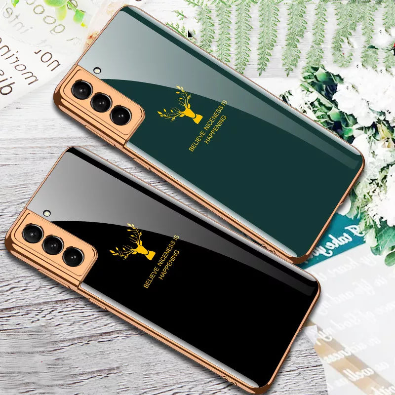 Galaxy S22 Ultra Deer Electroplating Glass Case