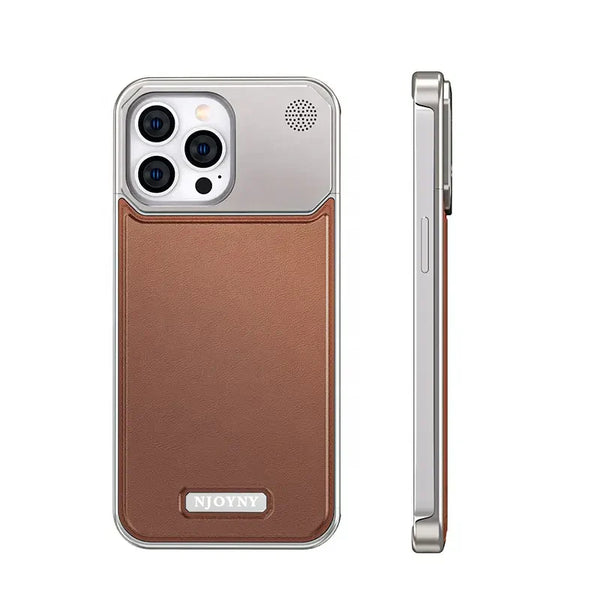 Genuine Vegan Leather Phone Case With Titanium Frame