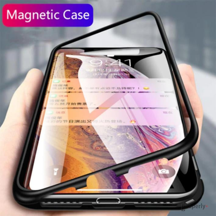 iPhone X- series Electronic Auto-Fit Magnetic Transparent Glass Case with 360°