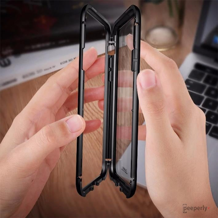 iPhone X- series Electronic Auto-Fit Magnetic Transparent Glass Case with 360°