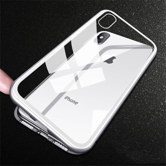 iPhone X- series Electronic Auto-Fit Magnetic Transparent Glass Case with 360°