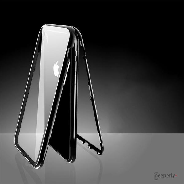 iPhone X- series Electronic Auto-Fit Magnetic Transparent Glass Case with 360°