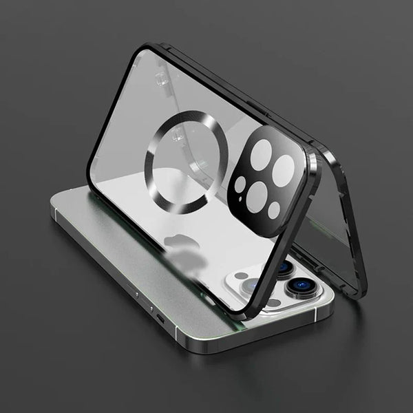 iPhone Dual Magnetic Metal Body Magsafe Glass Case