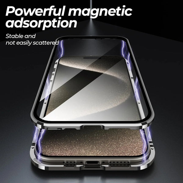 iPhone Dual Magnetic Metal Body Magsafe Glass Case