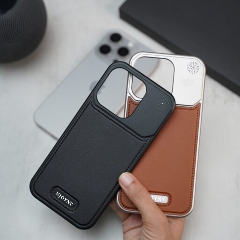 Genuine Vegan Leather Phone Case With Titanium Frame