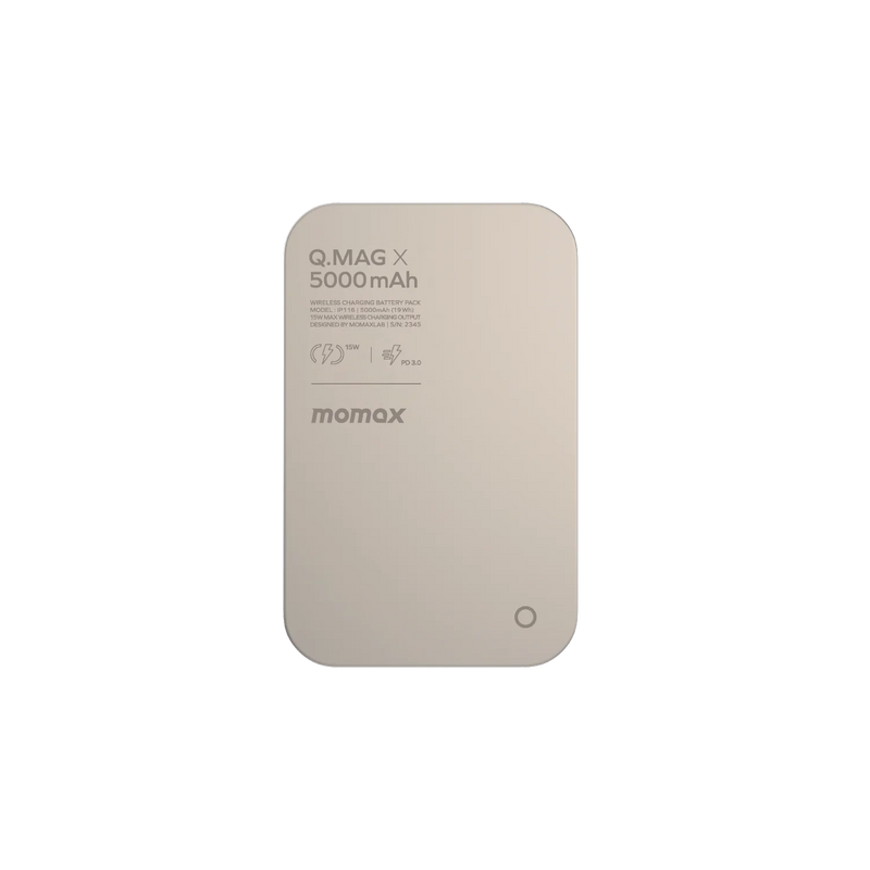 MOMAX Q.MAG X Metal Magnetic Wireless Charger 5000mAh Cell Phone Power Bank Compatible with MagSafe