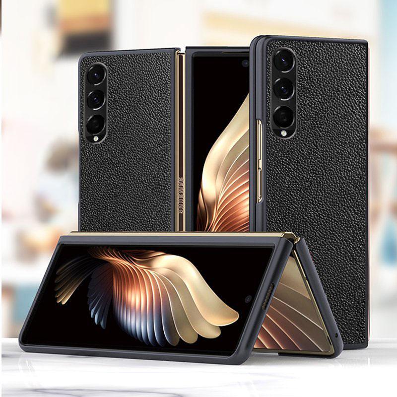 Galaxy Z Fold3 Leather Business Style Canvas Hybrid Case