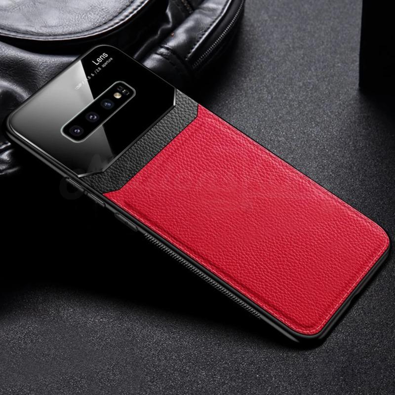 Galaxy S10 Sleek Slim Leather Glass Case