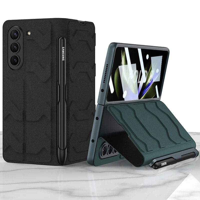 Galaxy Z Fold5 Shell Film Integrated Warrior Leather Case