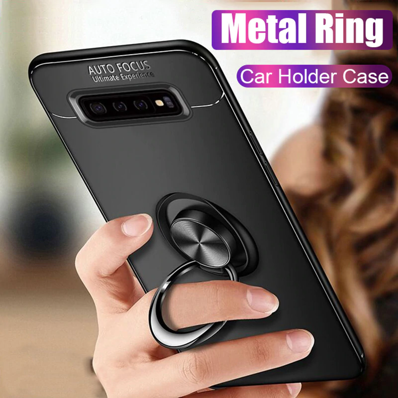 Galaxy S10 Plus Metallic Finger Ring Holder Matte Case