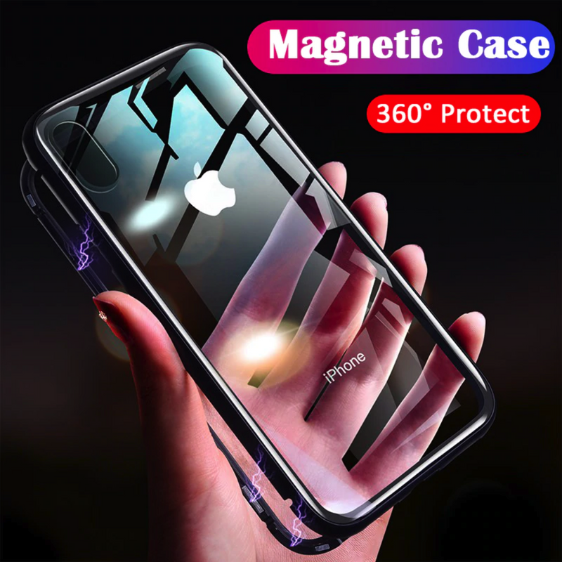 iPhone X Series Electronic Auto-Fit (Front+ Back) Glass Magnetic Case