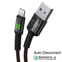 Million Cases Auto Disconnect Fast Charging Braided Lightning Cable