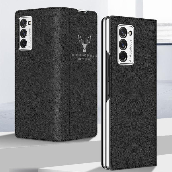 Galaxy Z Fold2 Deer Pattern Leather Flip Case