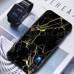 Galaxy A70 Gold Dust Texture Marble Glass Case